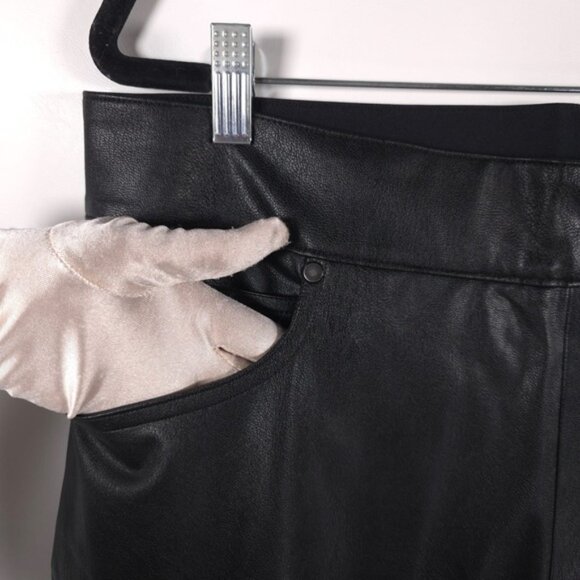 NWT SPANX LEATHER-LIKE Faux II Slim Straight Leg Pant 20528R Luxe Black Size 1X - Picture 13 of 16